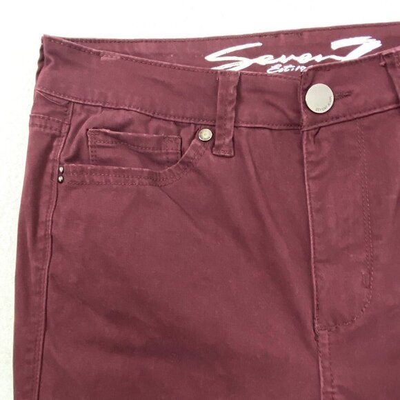 Seven7 High Rise Skinny Jeans Womens size 6 Skin Fit Denim Tapered Burgundy - Picture 5 of 16
